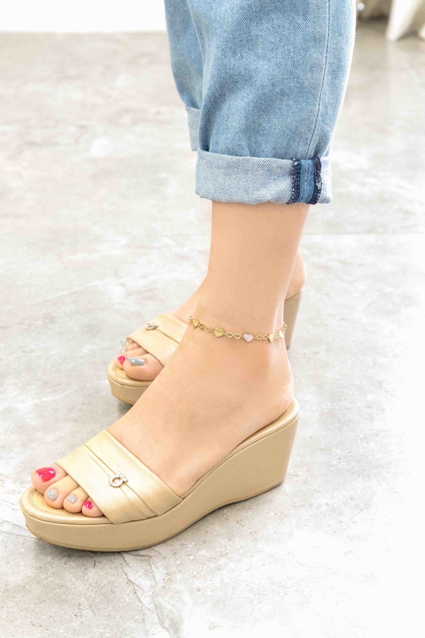 Heart Of Gold Anklet