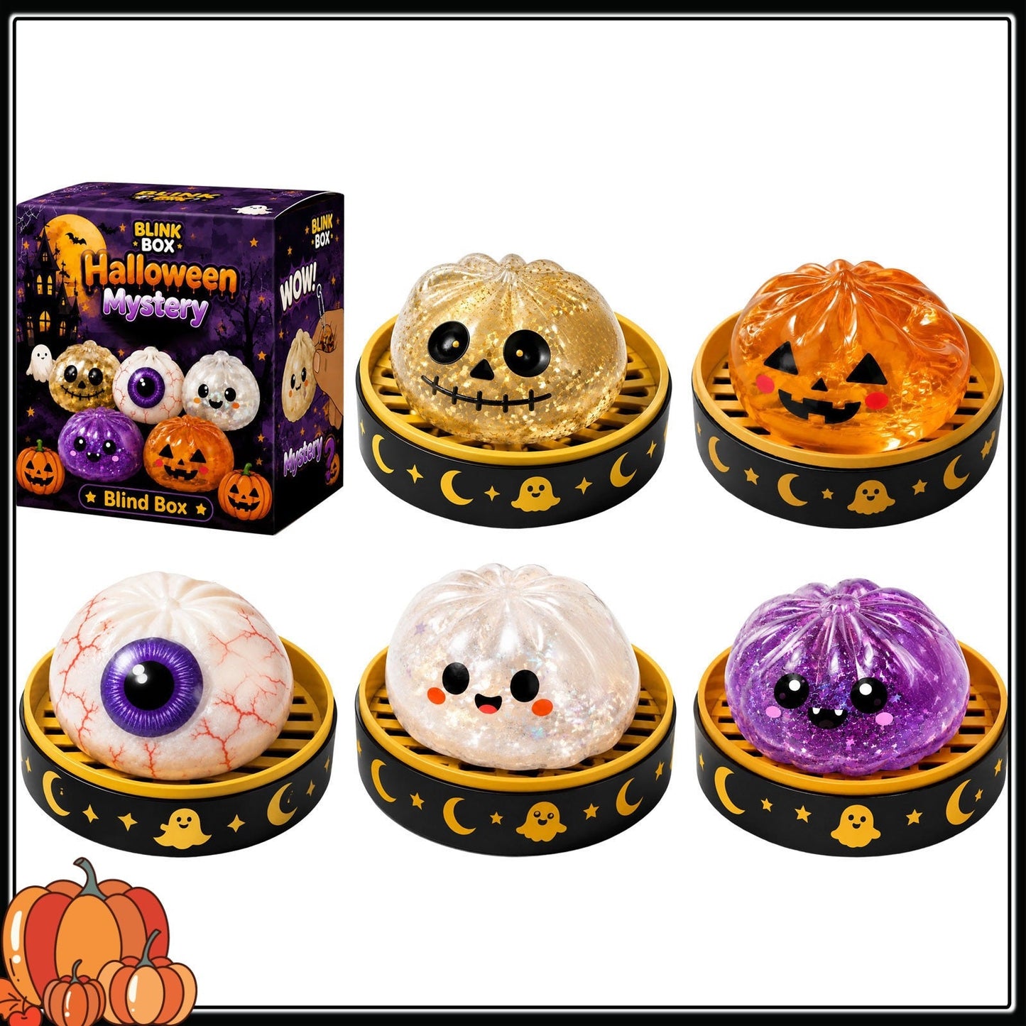 Halloween Glitter Pectin Gel Filled Dumpling Squishy Toy