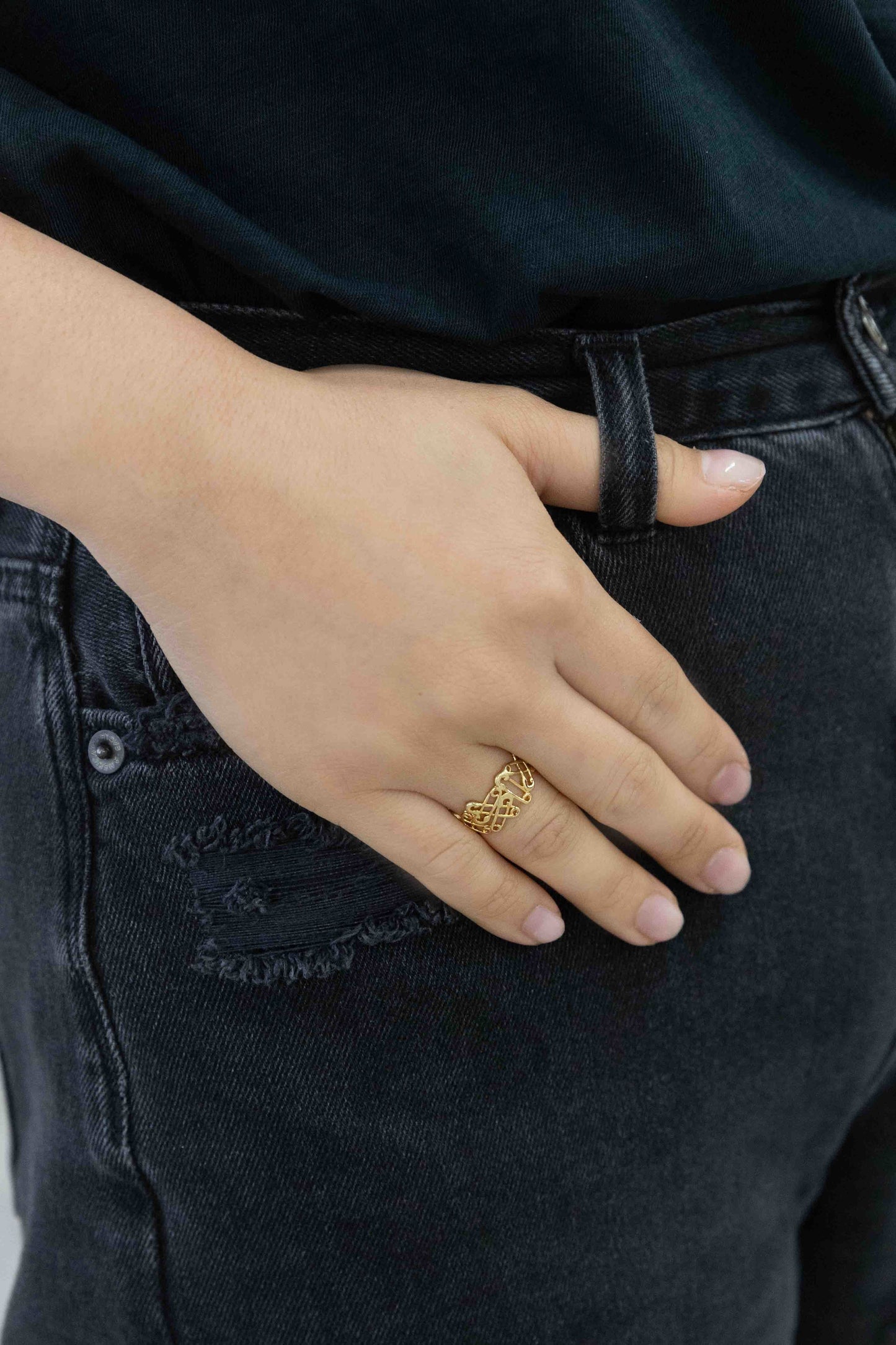 Safety Pin Band Ring