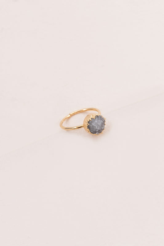 Circle Druzy Pinky Ring | Gray Ice (10K)