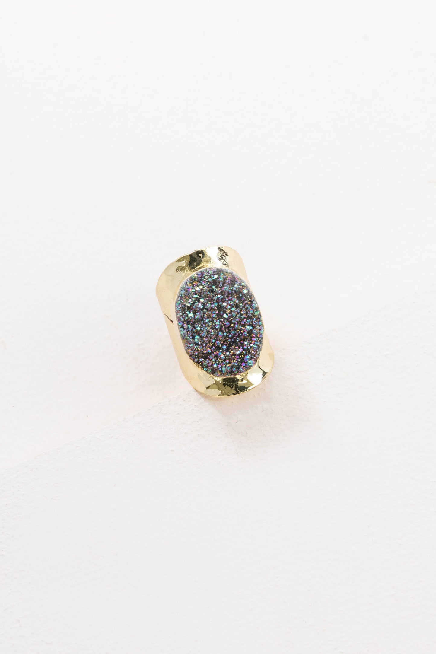 Lustre Druzy Cigar Band Ring | Rainbow (10K)