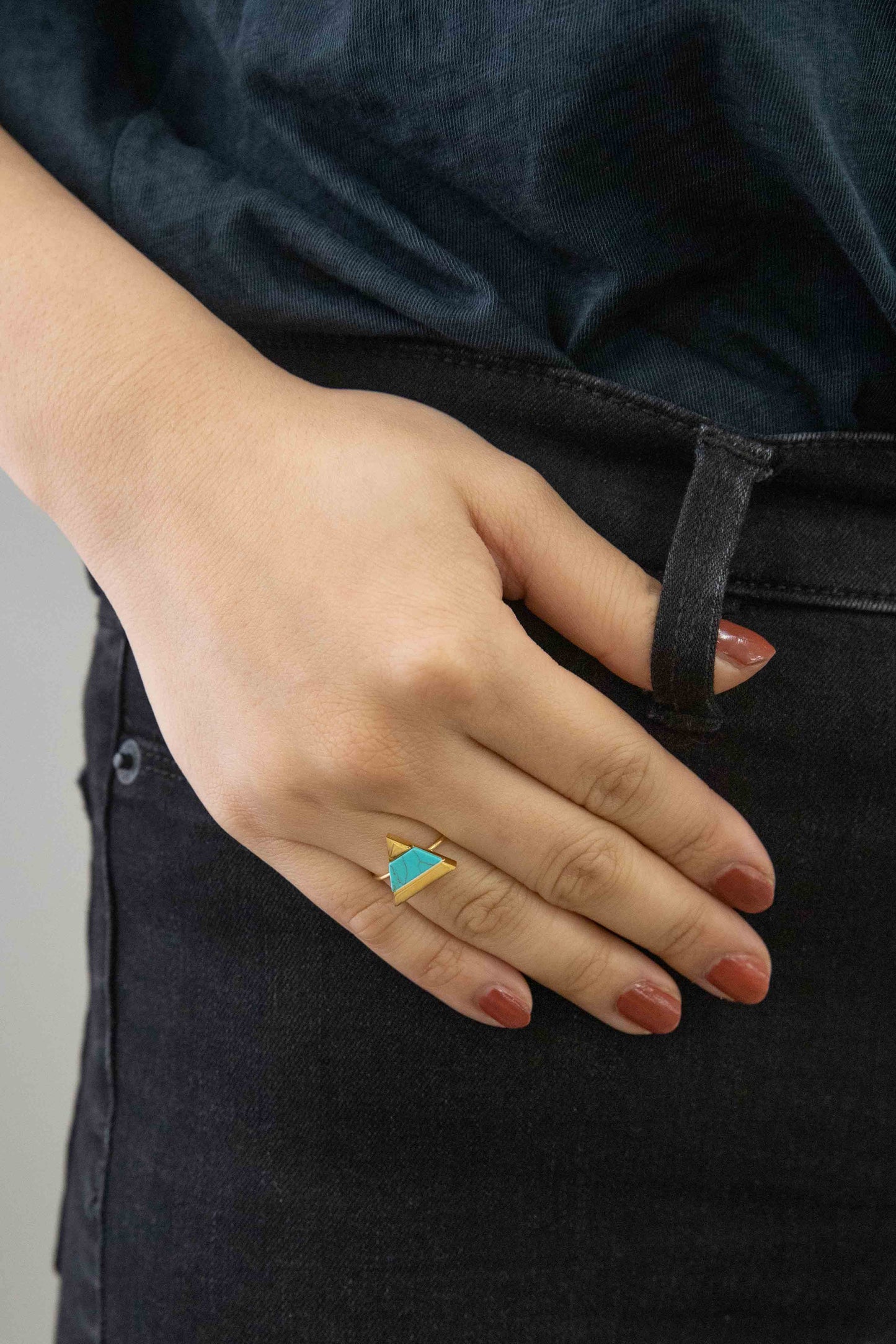 Pyramid Stone Ring | Turquoise Gold (14K)