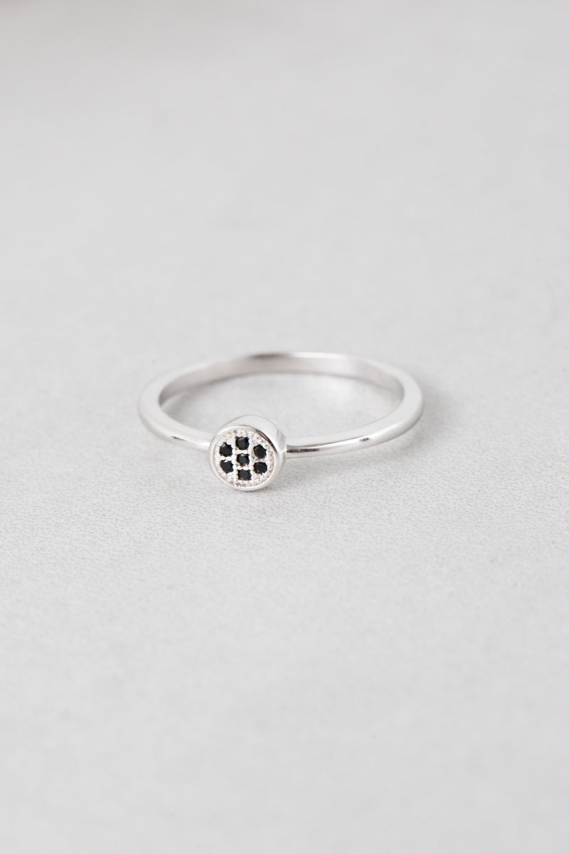 Shaker Top Stone Ring | Black (sterl.)