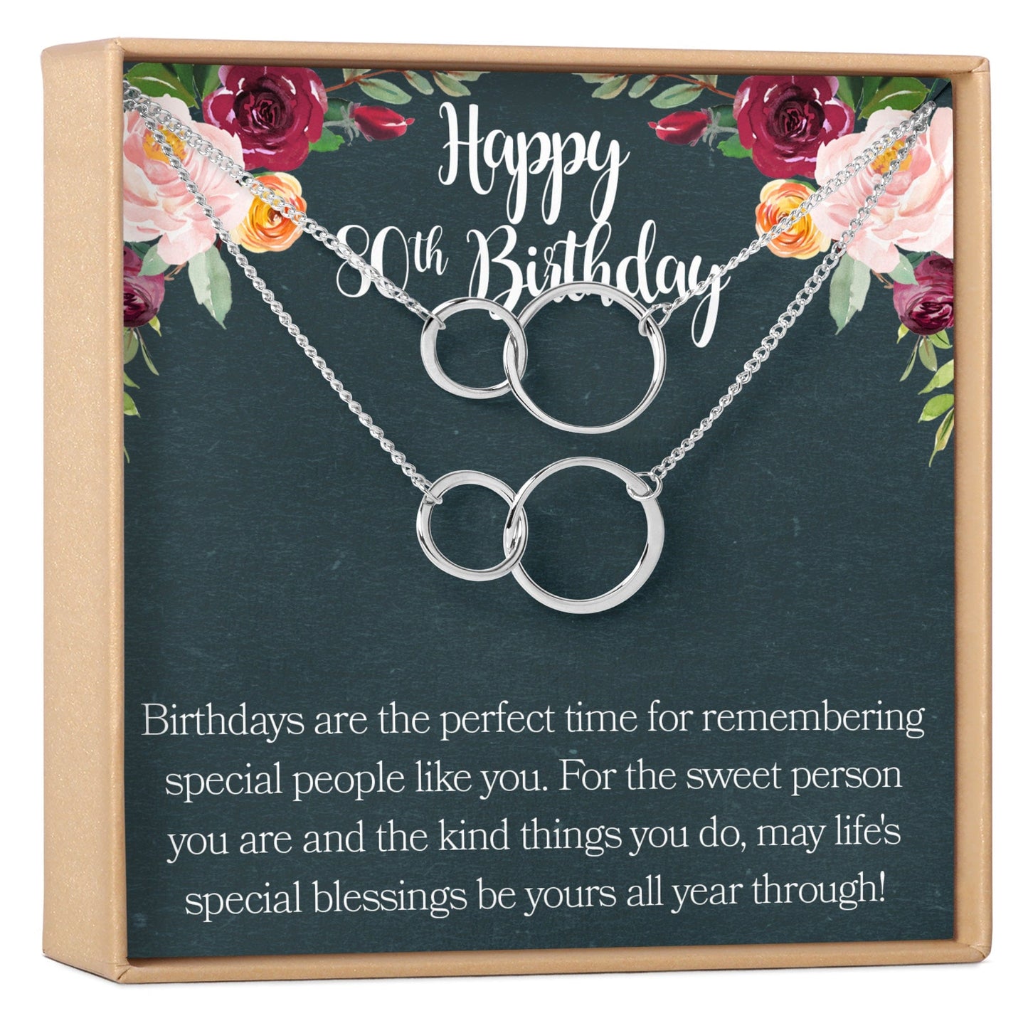 80th Birthday Necklace, Multiple Styles