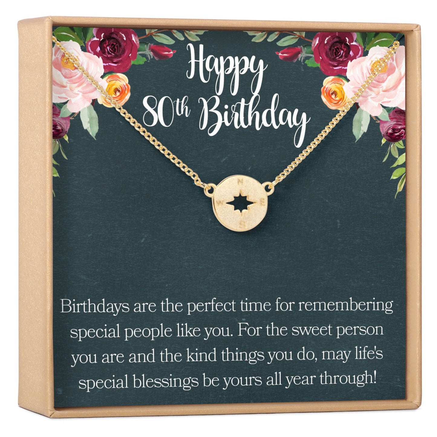 80th Birthday Necklace, Multiple Styles