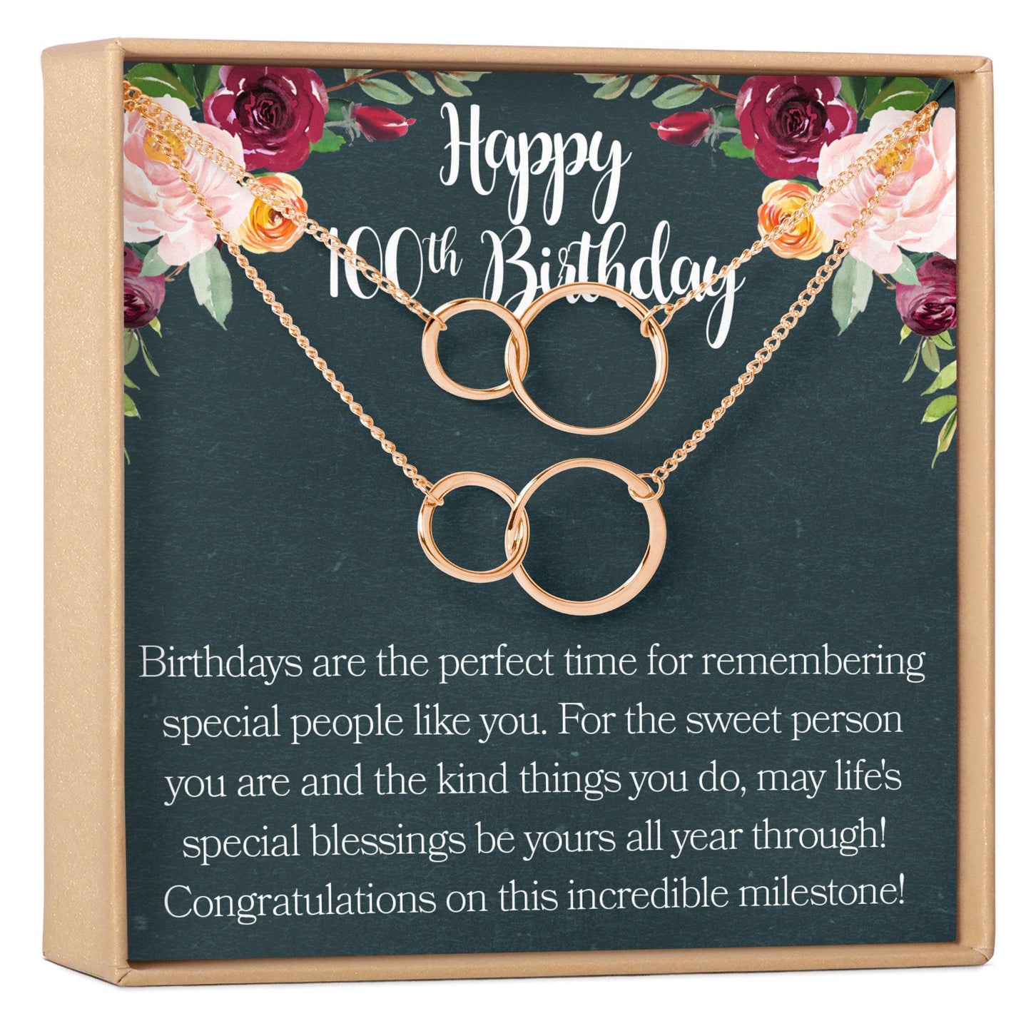 100th Birthday Necklace, Multiple Styles