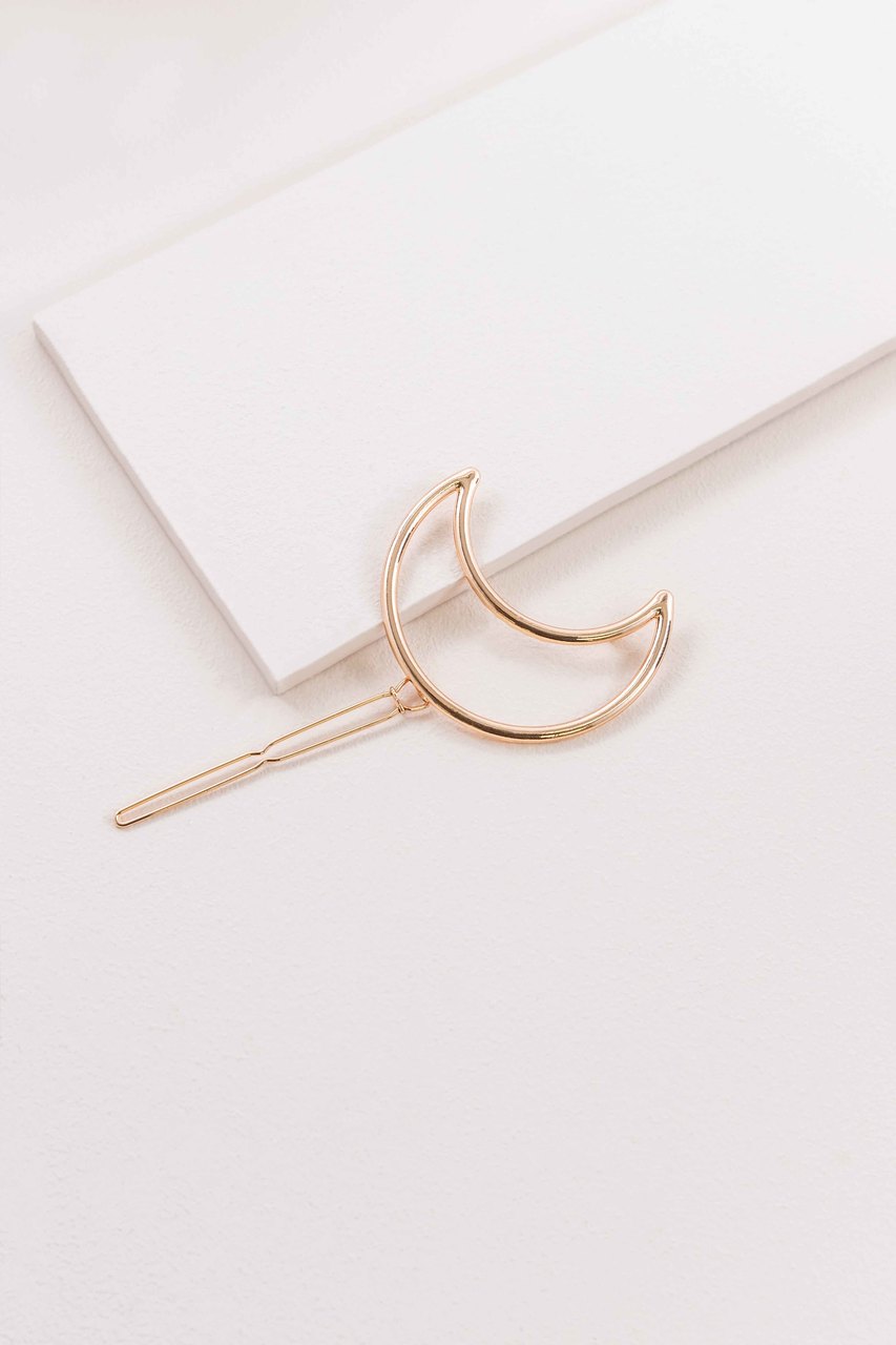 Crescent Moon Hair Clip | Gold