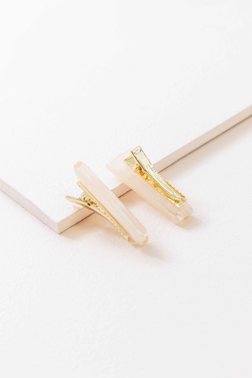 Refined Marble Hair Clip | Cream