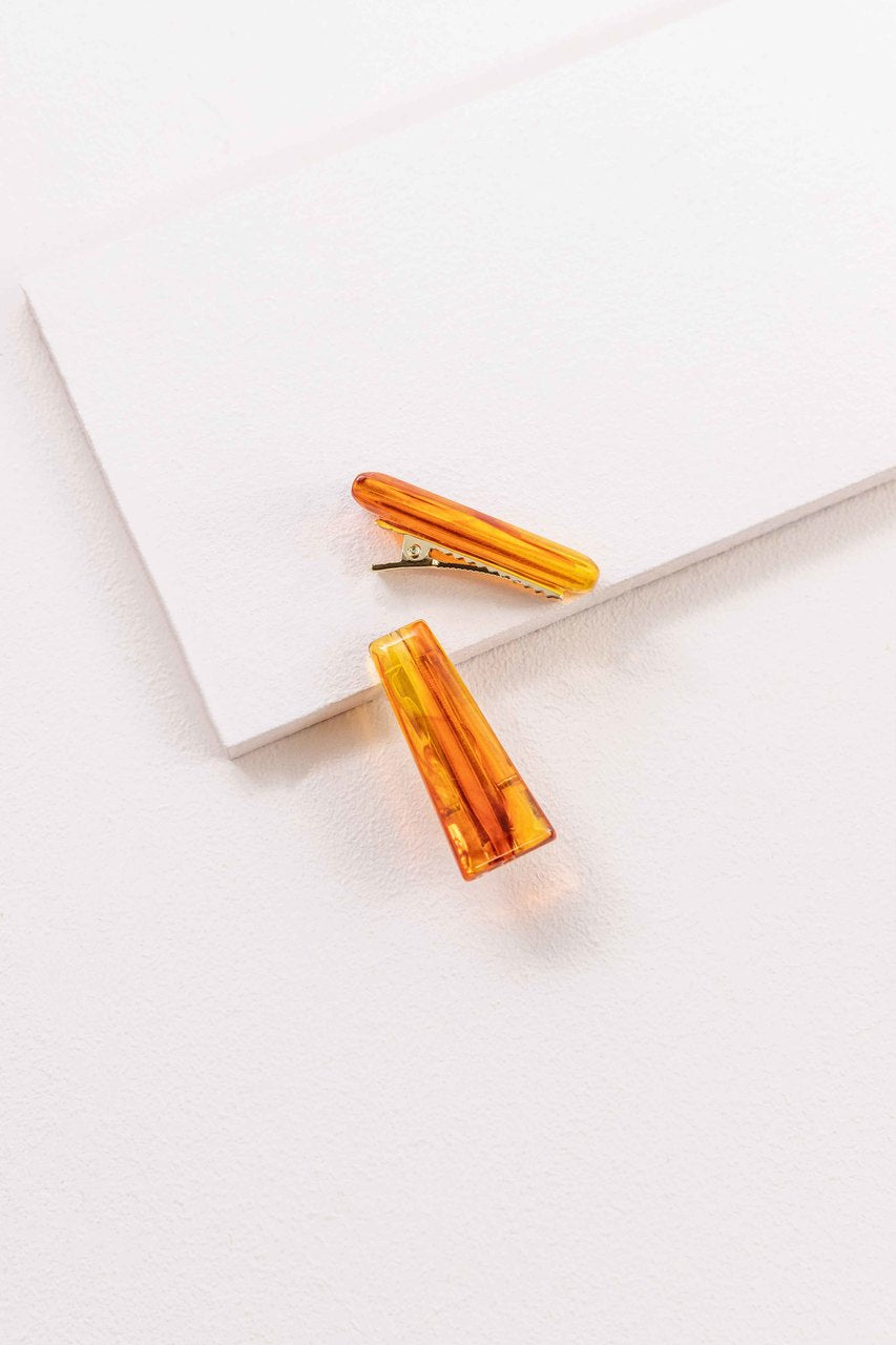 Refined Marble Hair Clip | Fiery Amber