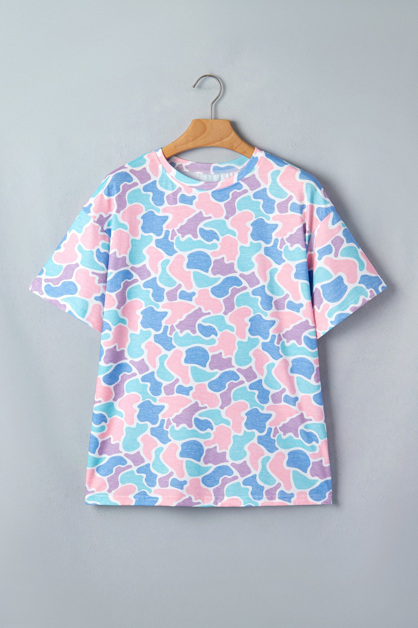 Camo Drop Shoulder Short Sleeve Tunic Tee