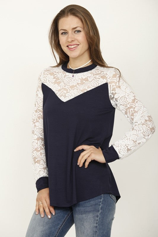 Lace sleeve heart top