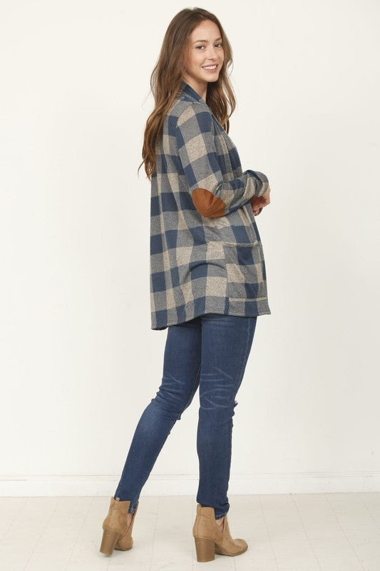 Checkered Elbow Patch Cardigan