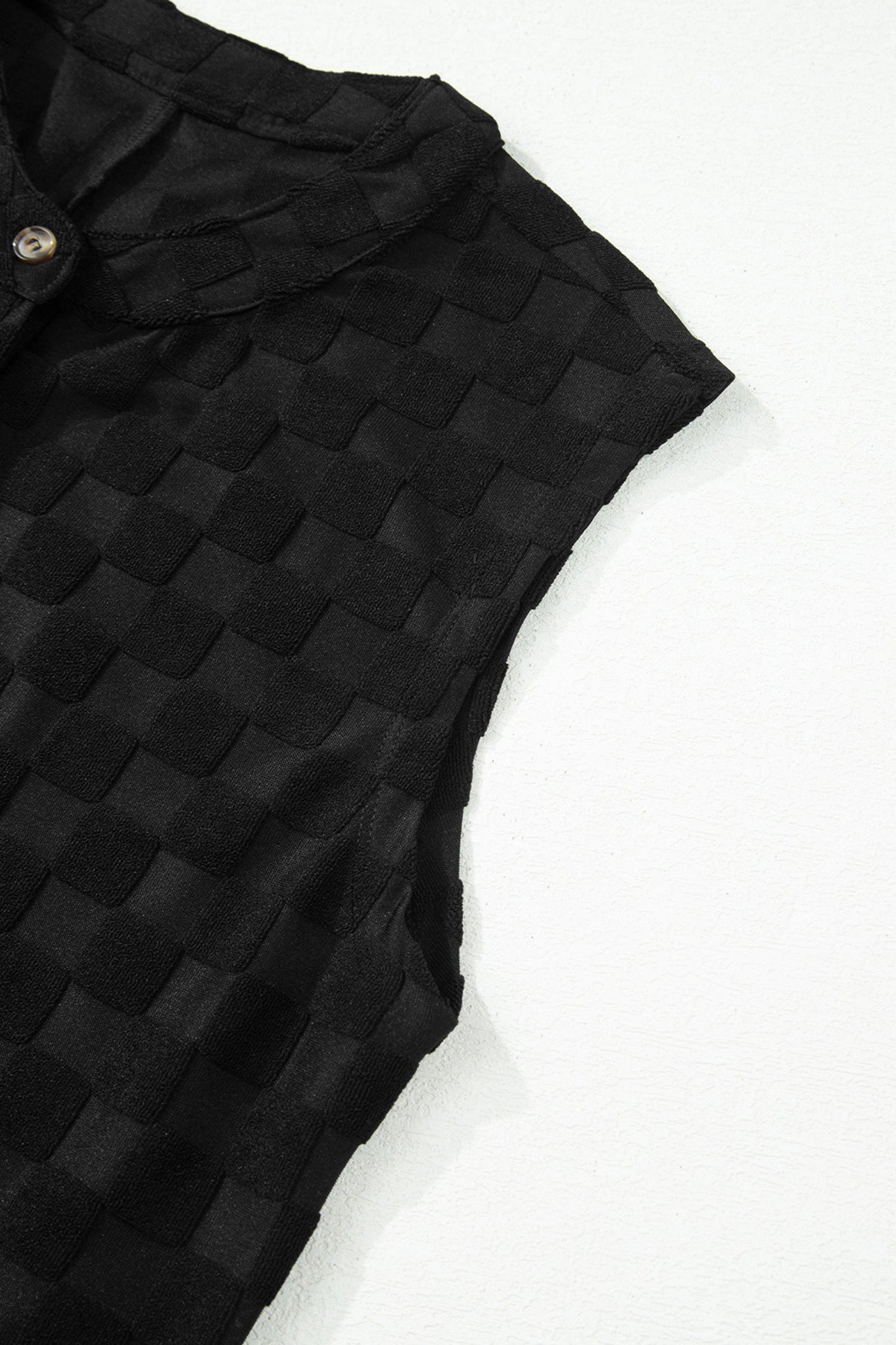 Checker Textured Sleeveless Wide Leg Jumpsuit