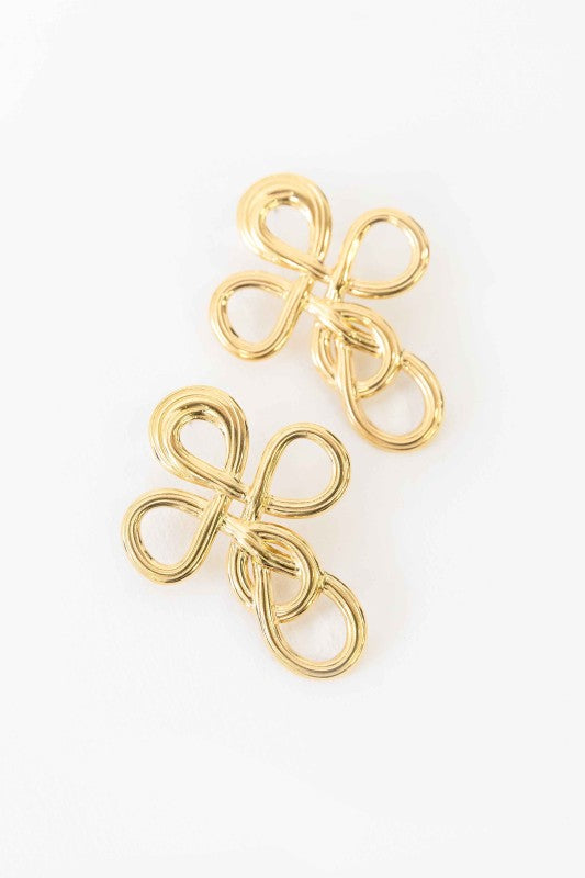 Intertwined Cross Earrings Gold