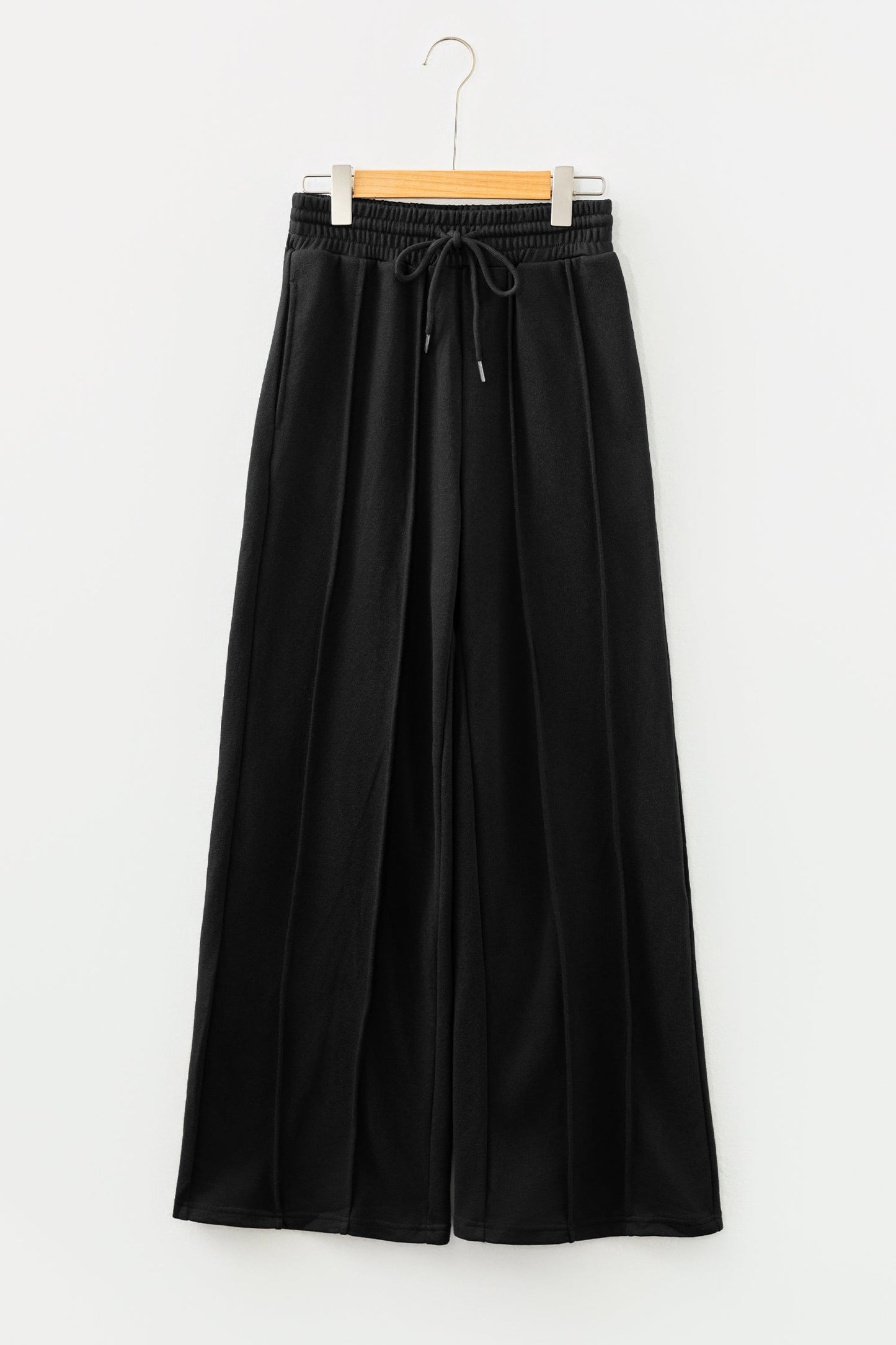 Solid Seam Drawstring Wide Leg Sweatpants