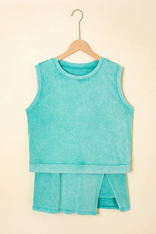 Solid Mineral Wash Tank Top & Lined Skort Set