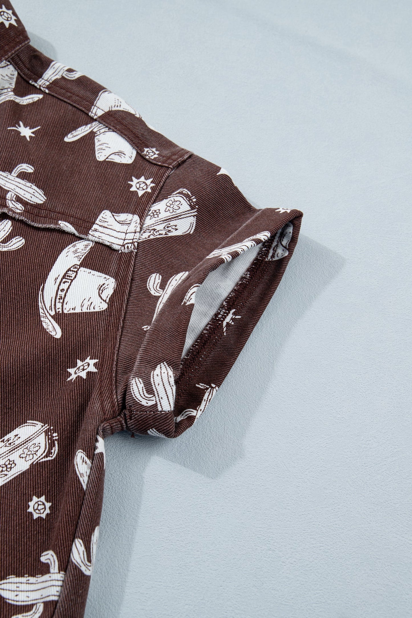 Western Cowgirl Cactus Raw Edge Denim Dress