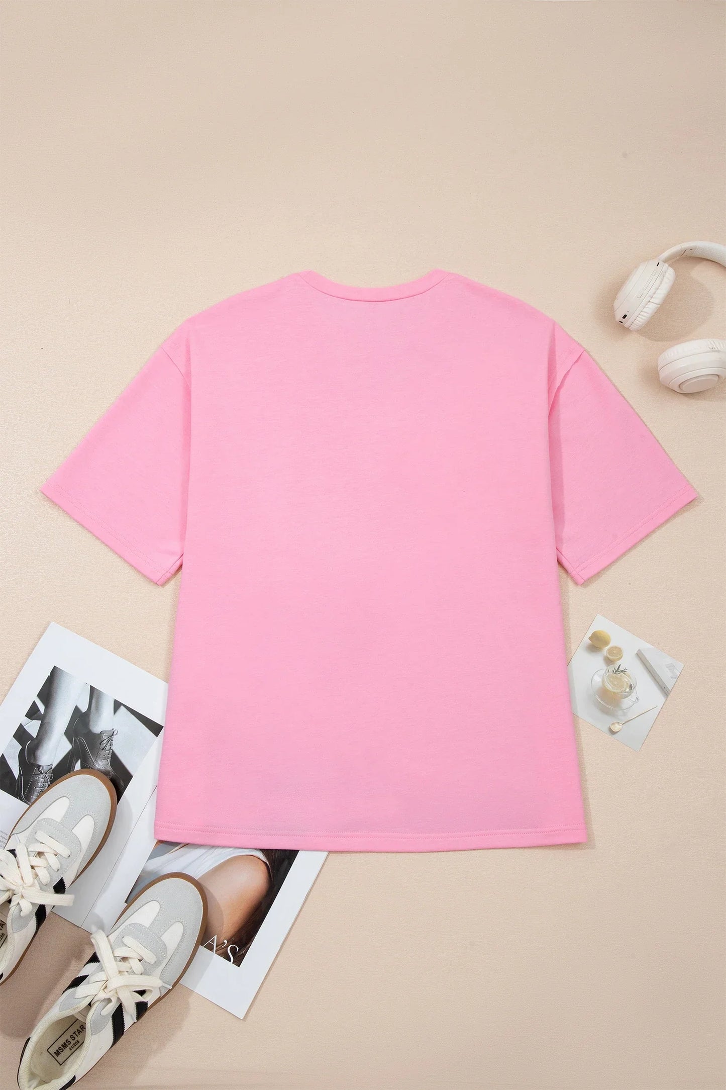 Solid Bow Patch Raw Edge Loose T-Shirt