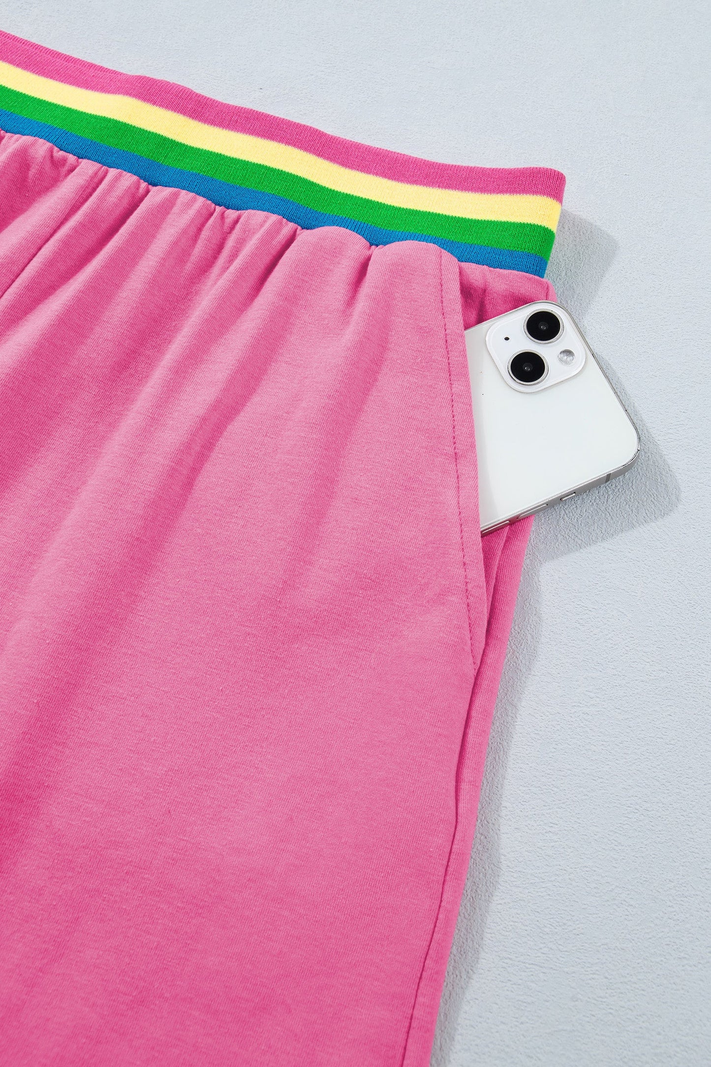 Solid Tee & Stipe Waistband Short Set
