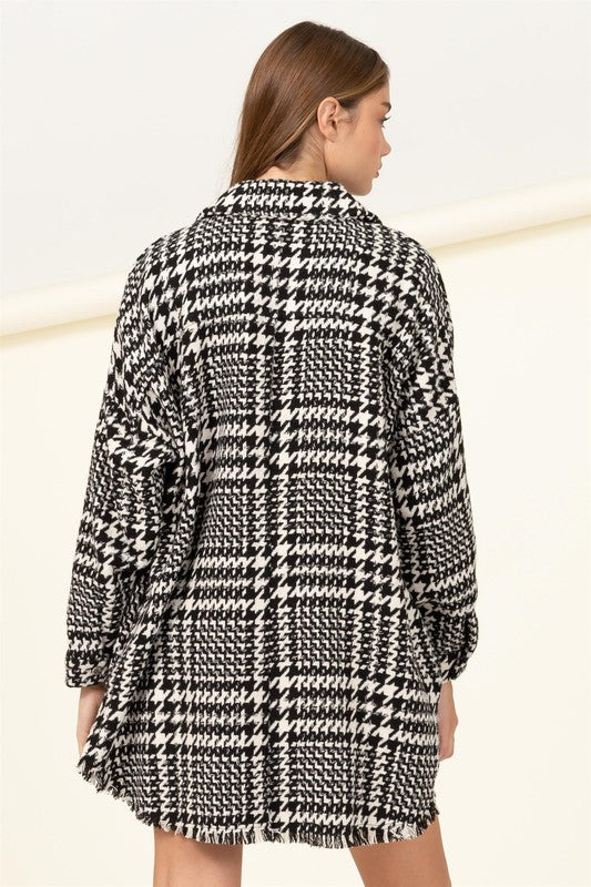 Cool Comeback Houndstooth Pattern Shacket