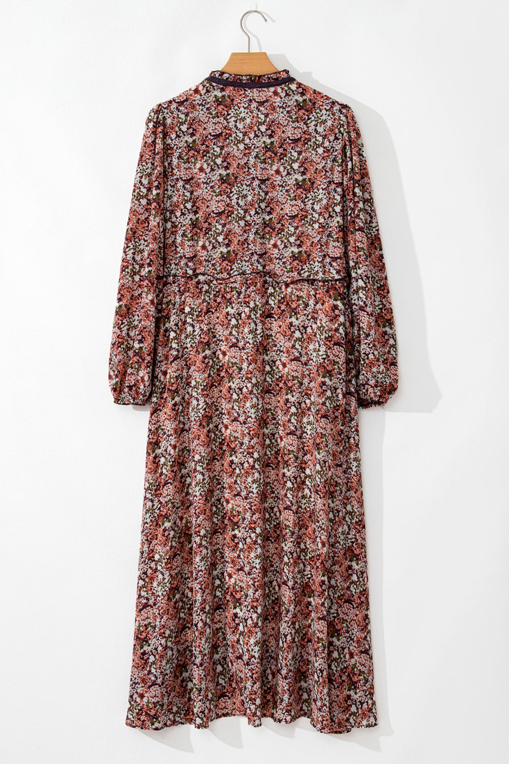 Floral Frilled V-Neck Split Front Tiered Midi Dress