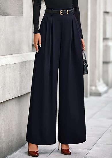 Women's Pleated Cropped Pants – Slimming Drape Adjustable Waist