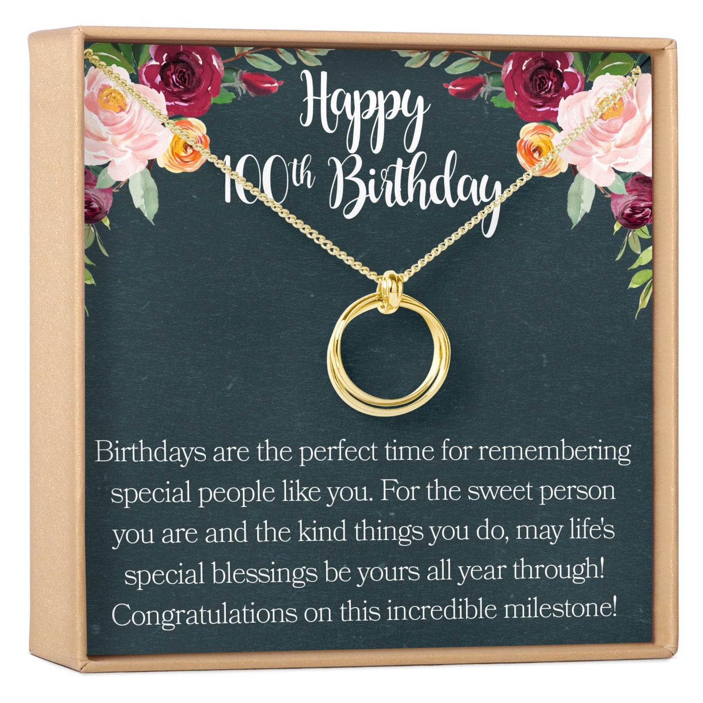 100th Birthday Necklace, Multiple Styles