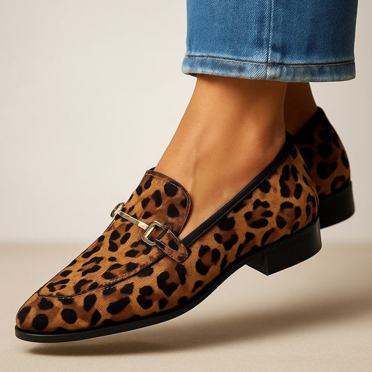 đ Womenâs Pointed-Toe Low-Cut Leopard Print Casual Shoes