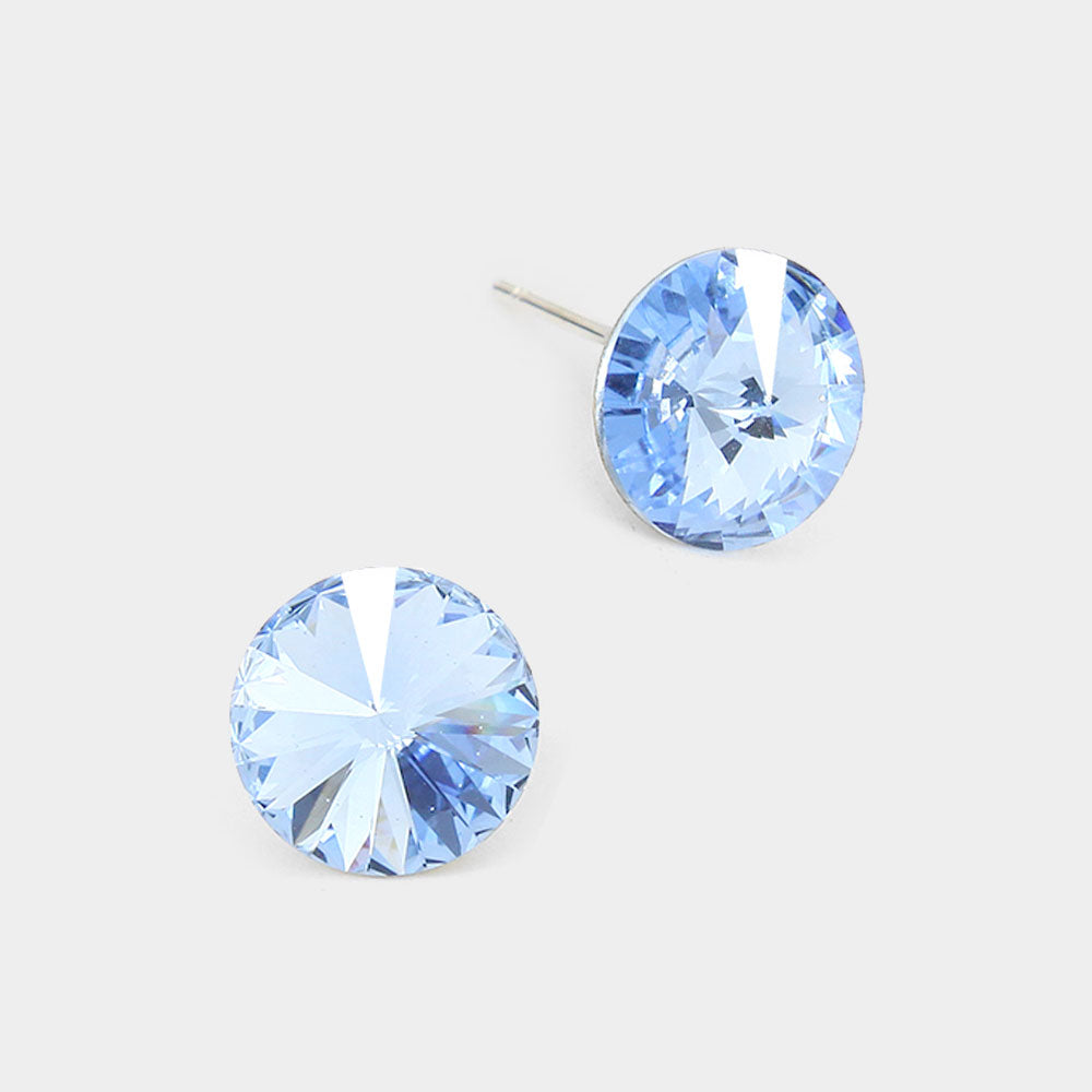 10mm Round Crystal Cubic Zirconia Stud Earrings