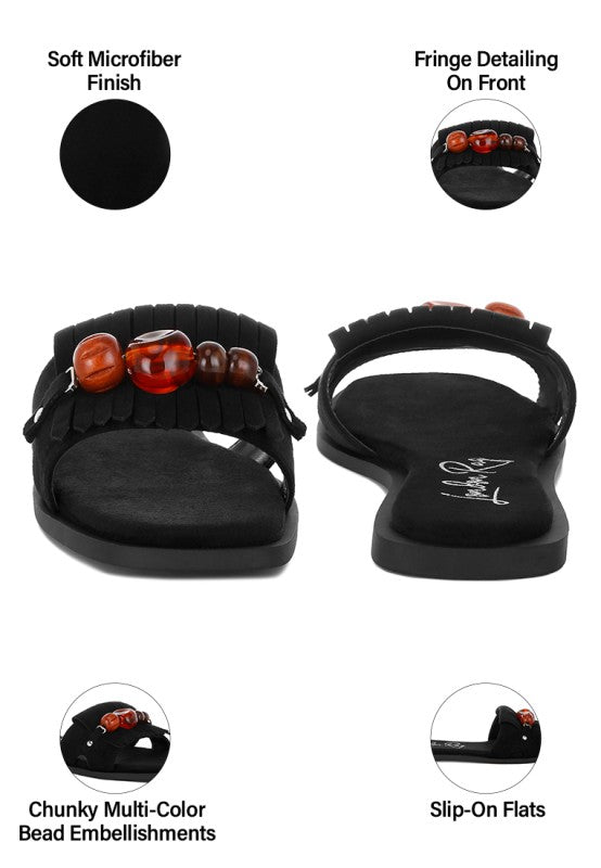 Dinasa Beaded Slip on Flats Sandals