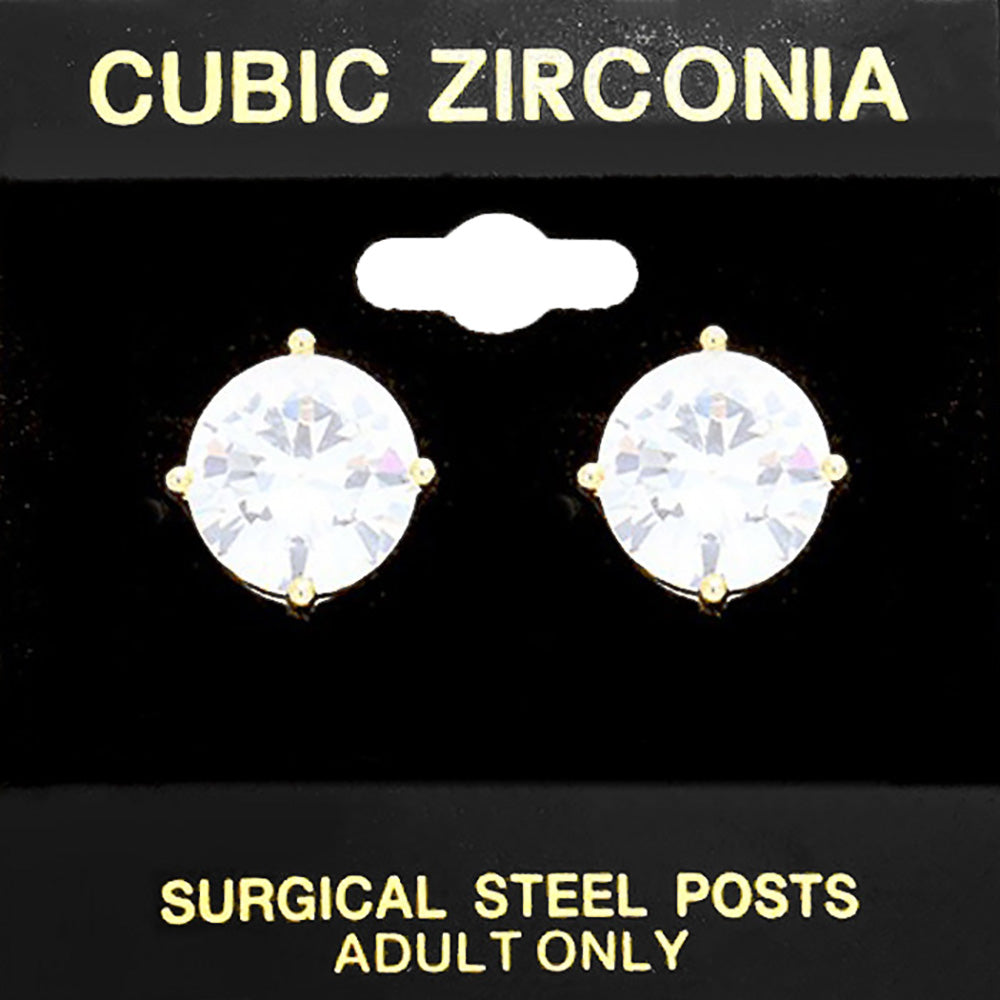 11mm Round CZ Stud Earrings