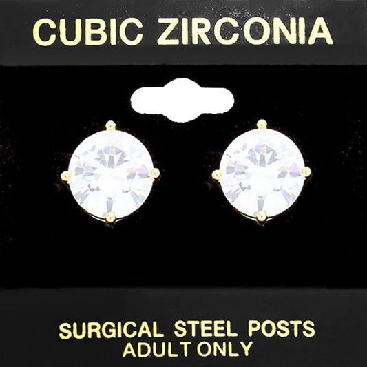11mm Round CZ Stud Earrings