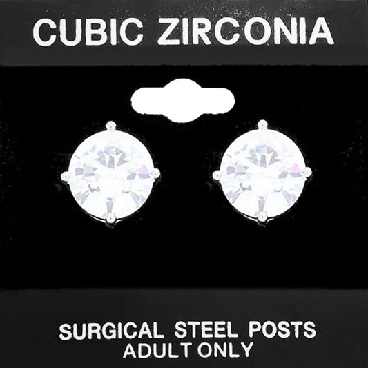 11mm Round CZ Stud Earrings