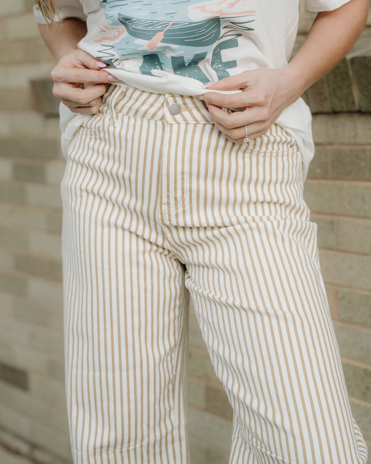 Lennox Stripe Casual Barrel Jeans