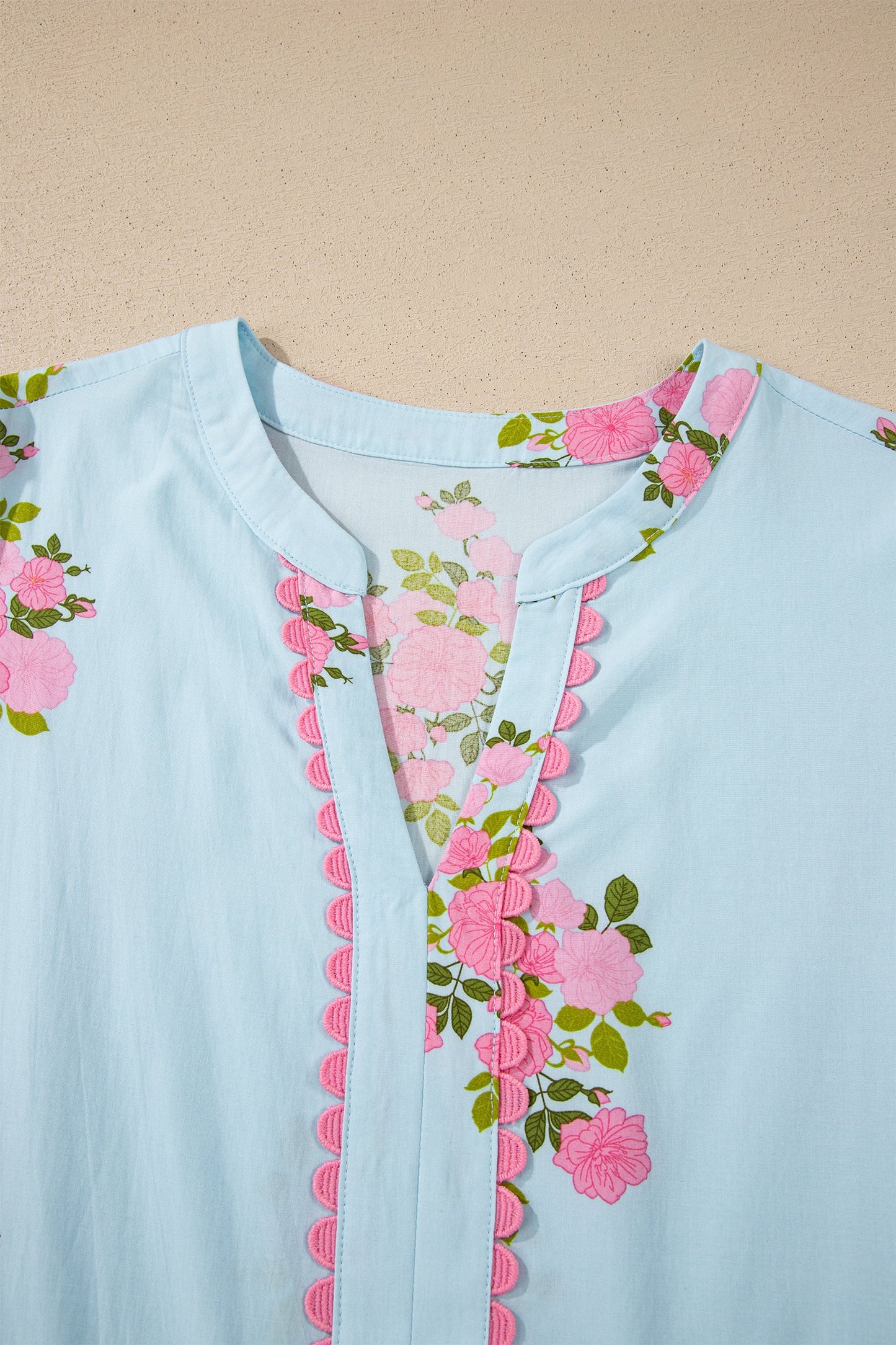 Floral Notched Neck Flutter Sleeve Maxi Dress