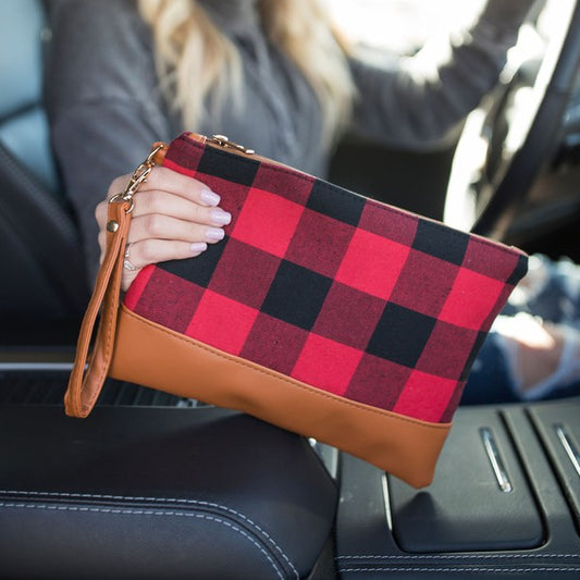Buffalo Plaid Wristlet Clutch Bag | Modern Boutique Fashion