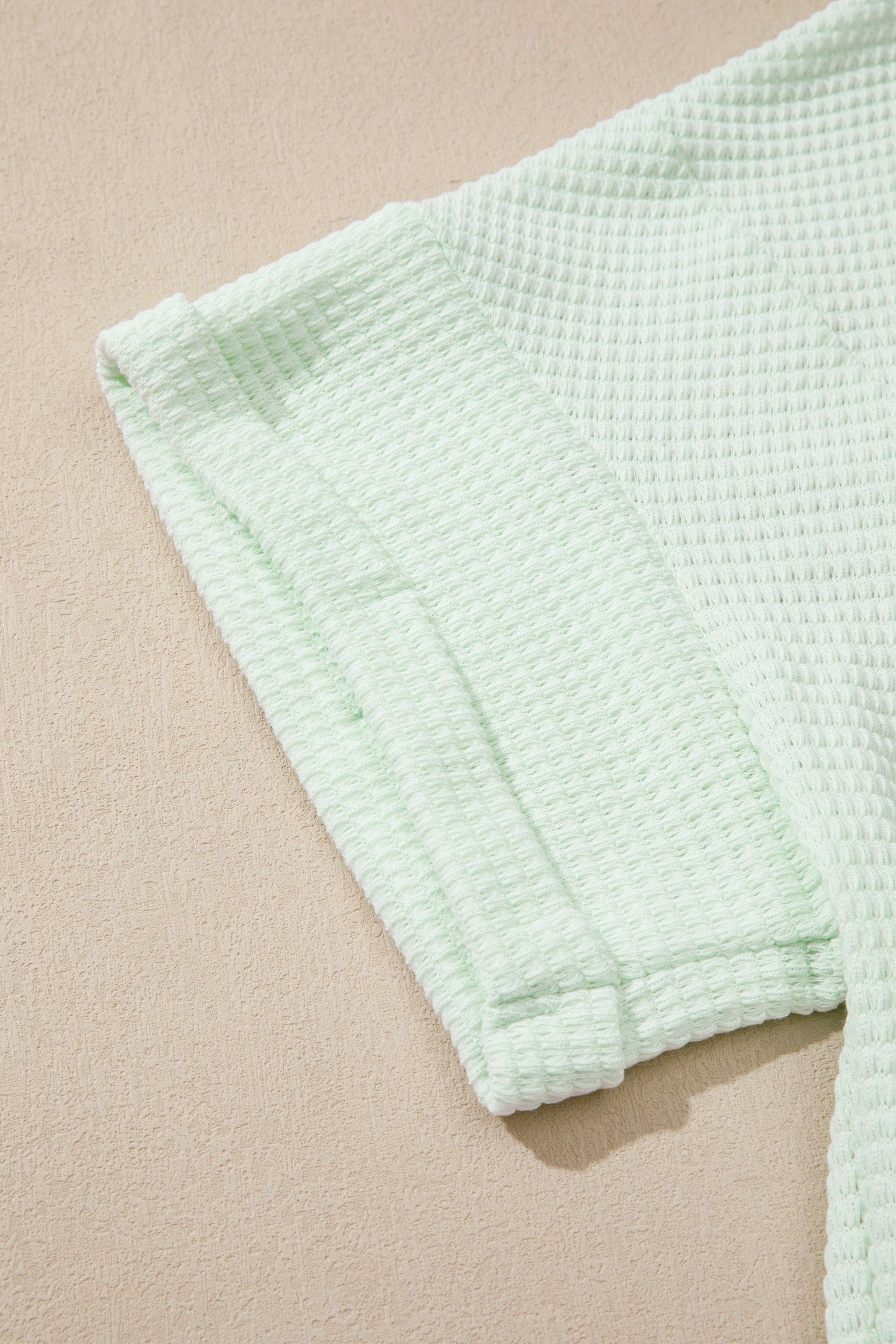 Plus Size Solid Waffle Knit V-Neck Short Sleeve Top