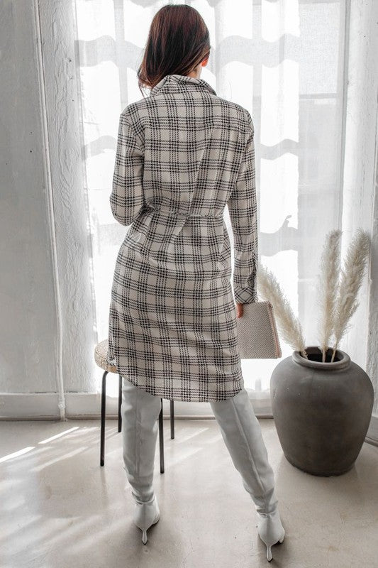 Rodeo Plaid Print Button Shirt Midi Dress