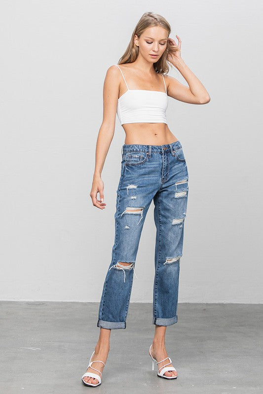 Distressed Premium Boyfriend Jeans | Modern Boutique Fashion