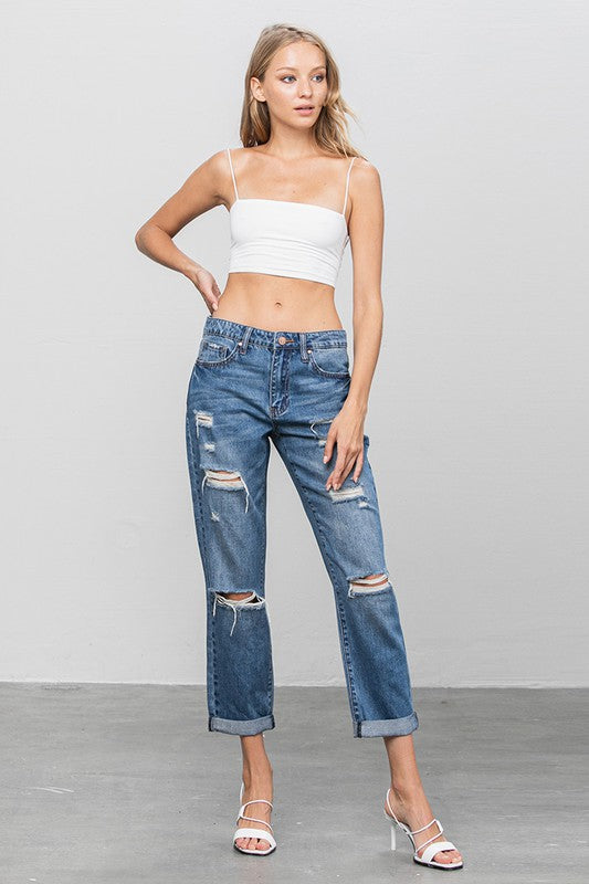 Distressed Premium Boyfriend Jeans | Modern Boutique Fashion