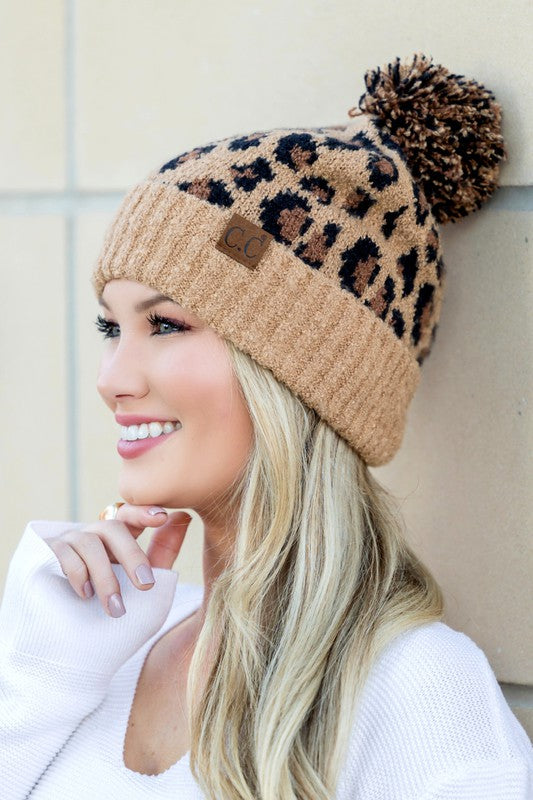Cc Leopard Pom Beanie | Modern Boutique Fashion