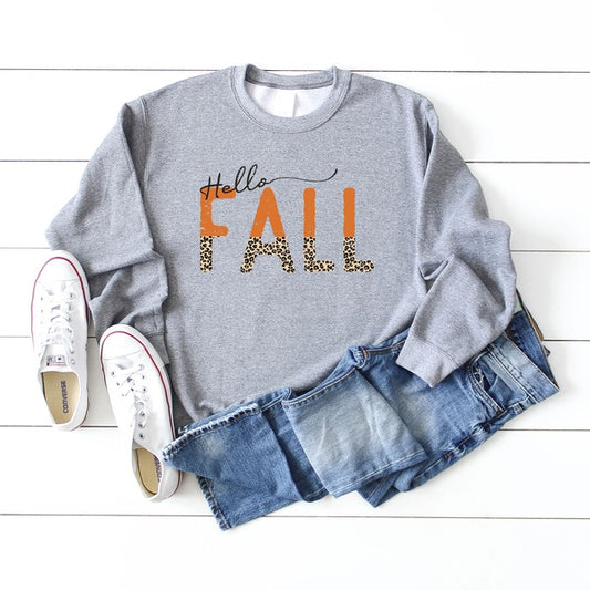 Leopard Hello Fall Graphic Sweatshirt