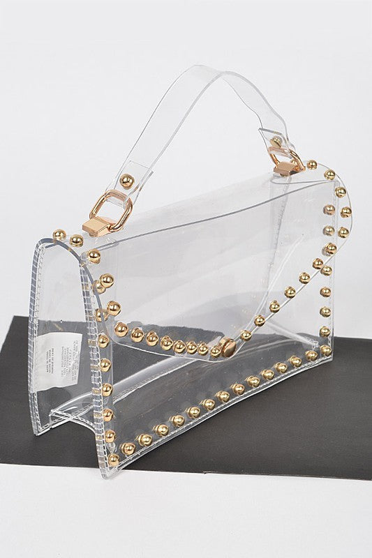 Clear Studded Crossbody Stadium Bag