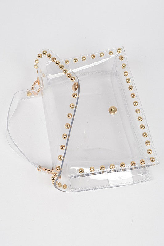 Clear Studded Crossbody Stadium Bag
