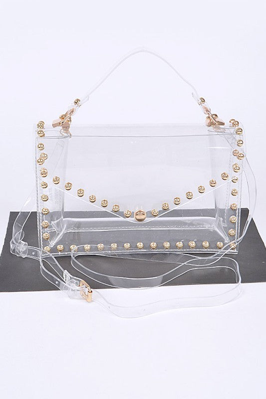 Clear Studded Crossbody Stadium Bag
