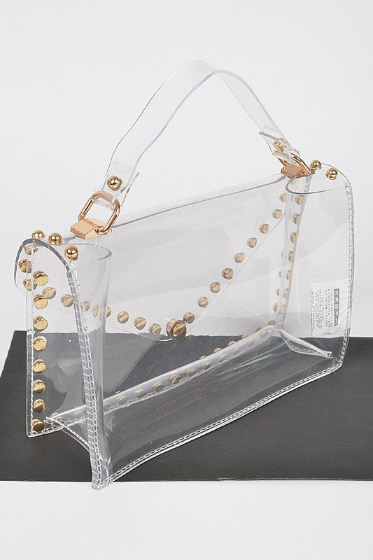 Clear Studded Crossbody Stadium Bag