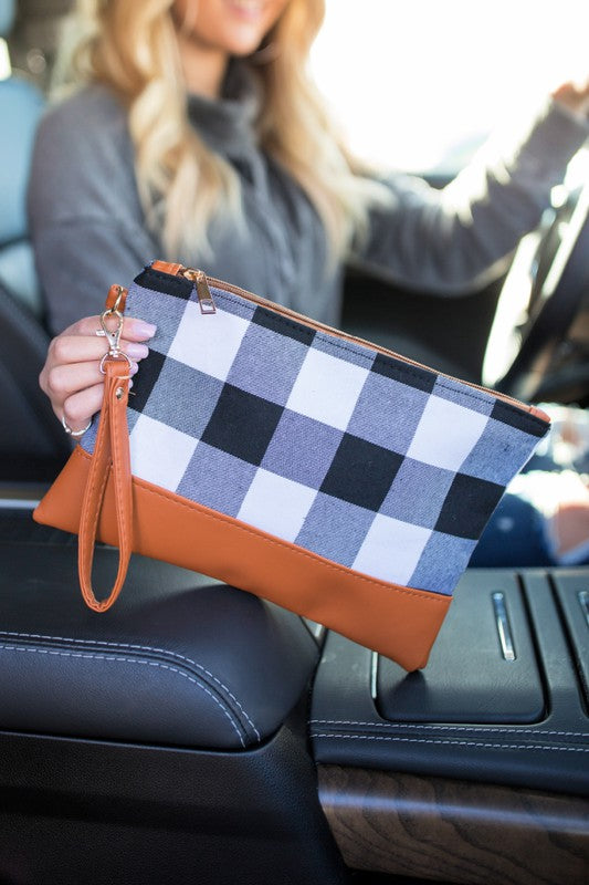 Buffalo Plaid Wristlet Clutch Bag | Modern Boutique Fashion