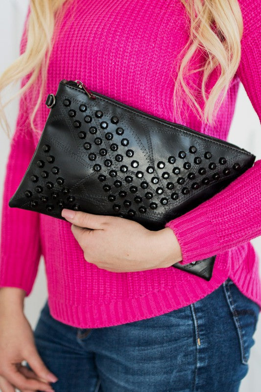 Skya Studded Hand Clutch Bag Handbag | Modern Boutique Fashion