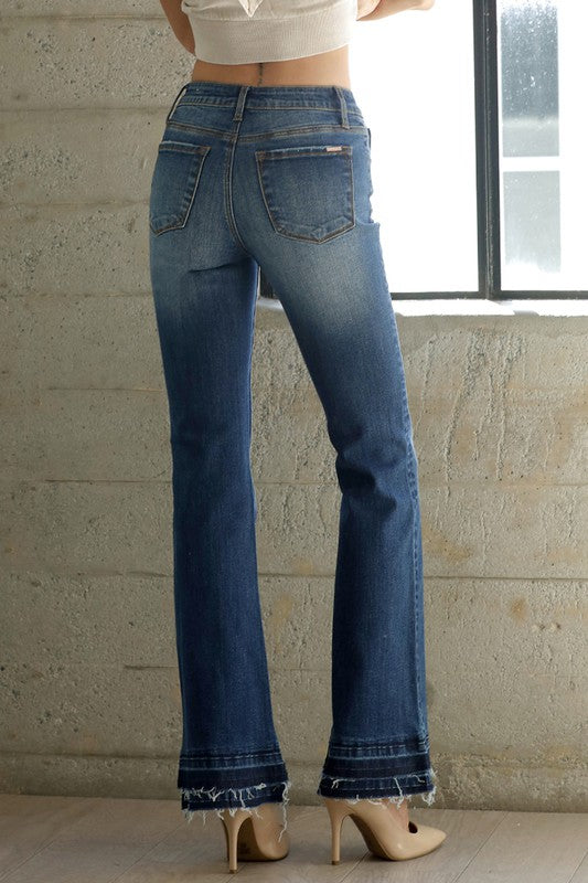 Mid-Rise Double Un-Hem Premium Flare Jeans | Modern Boutique Fashion