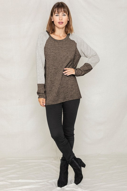 Solid Two Tone Raglan Tunic